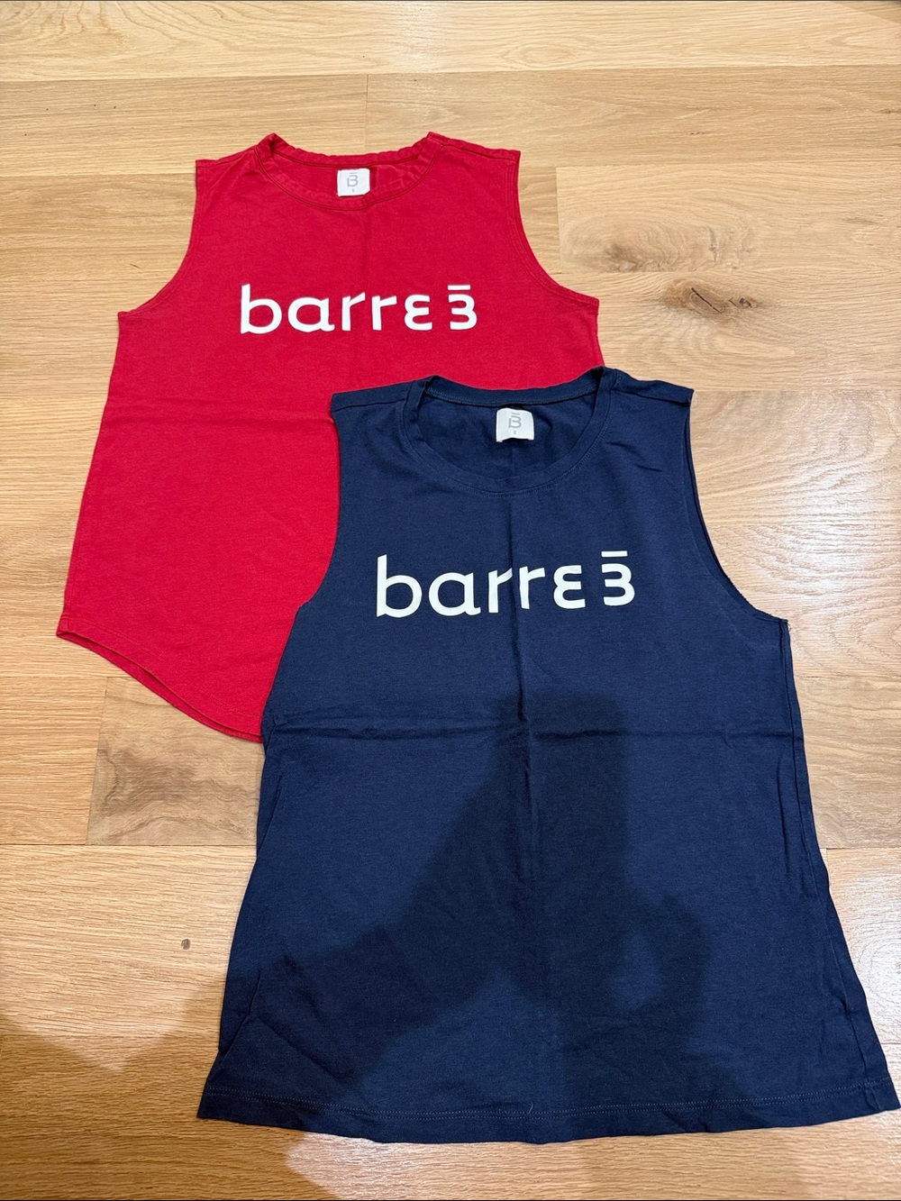 barre3 Women's Logo Muscle Tank - Red & Navy